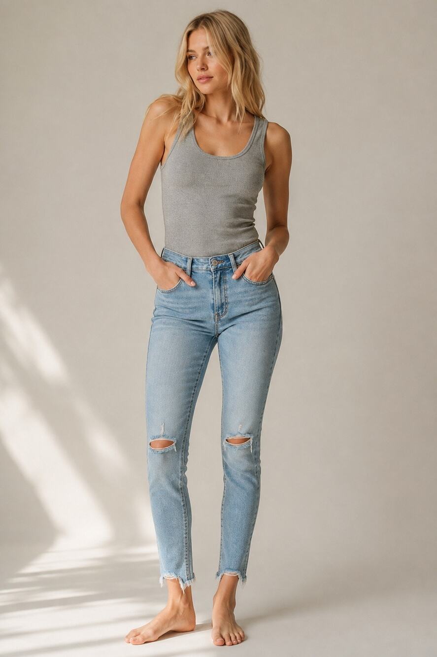 William Rast Perfect Ankle Skinny Raw Hem Jeans â Early Morning | Size 28